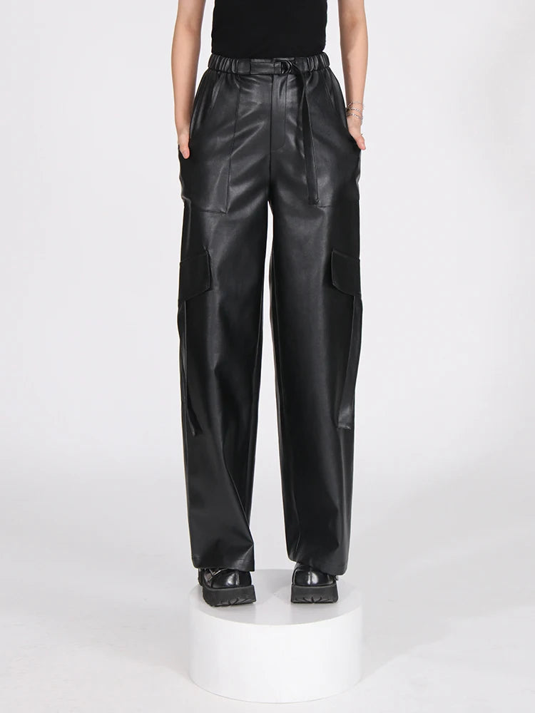 Faux Lether Loose Fit Pants