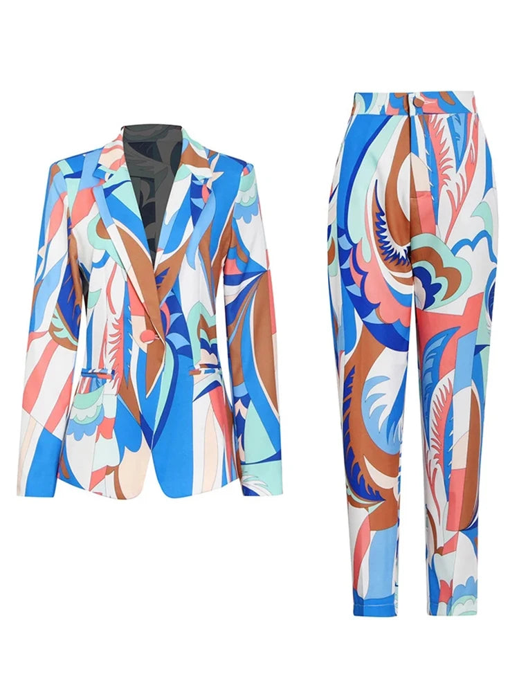 Mulit-Color Print Pant Set
