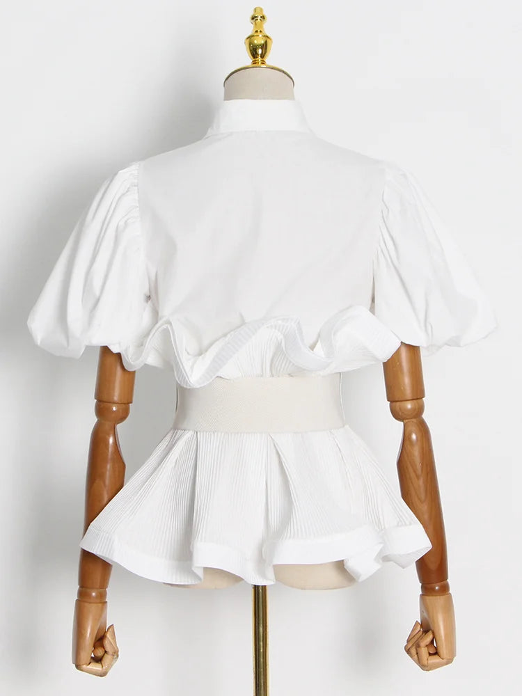Vionette Lapel Puff Sleeve Shirt