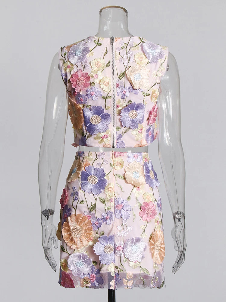 Spring Time in Bloom Two Piece Skirt Set