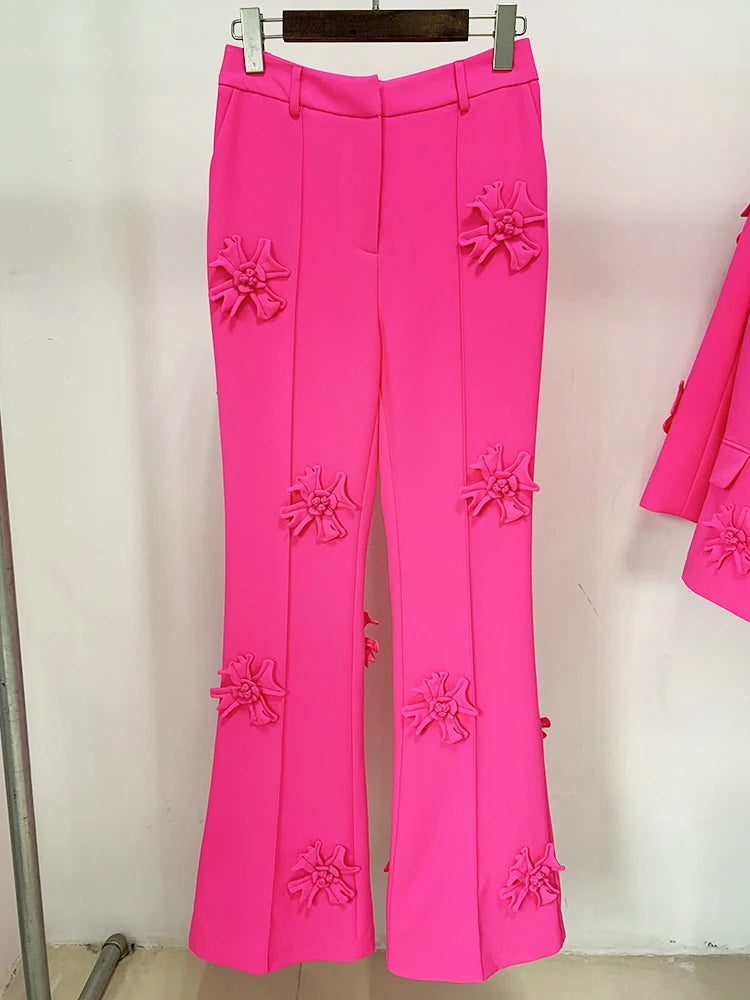 Flower Appliques Long Trousers