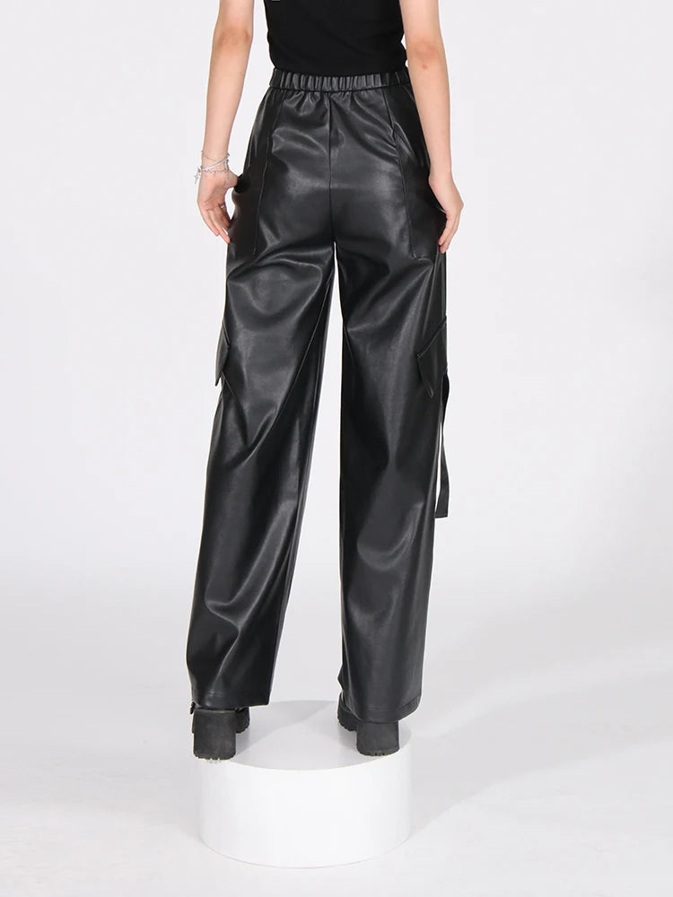 Faux Lether Loose Fit Pants