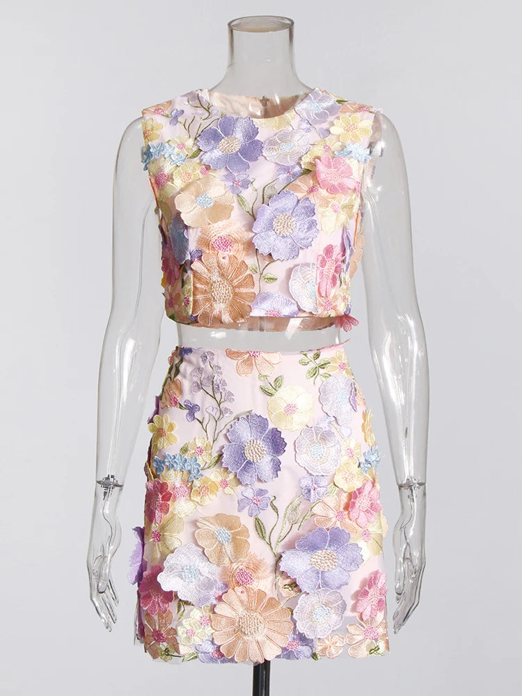 Spring Time in Bloom Two Piece Skirt Set