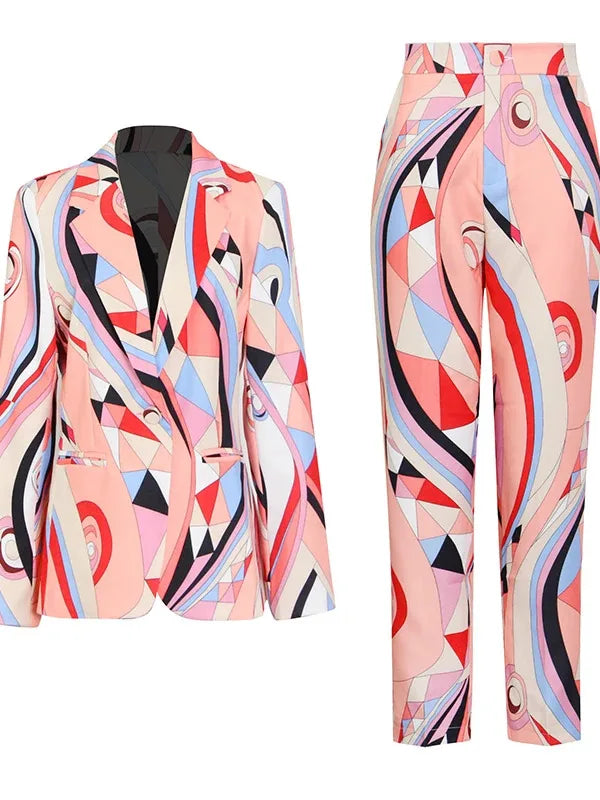 Mulit-Color Print Pant Set