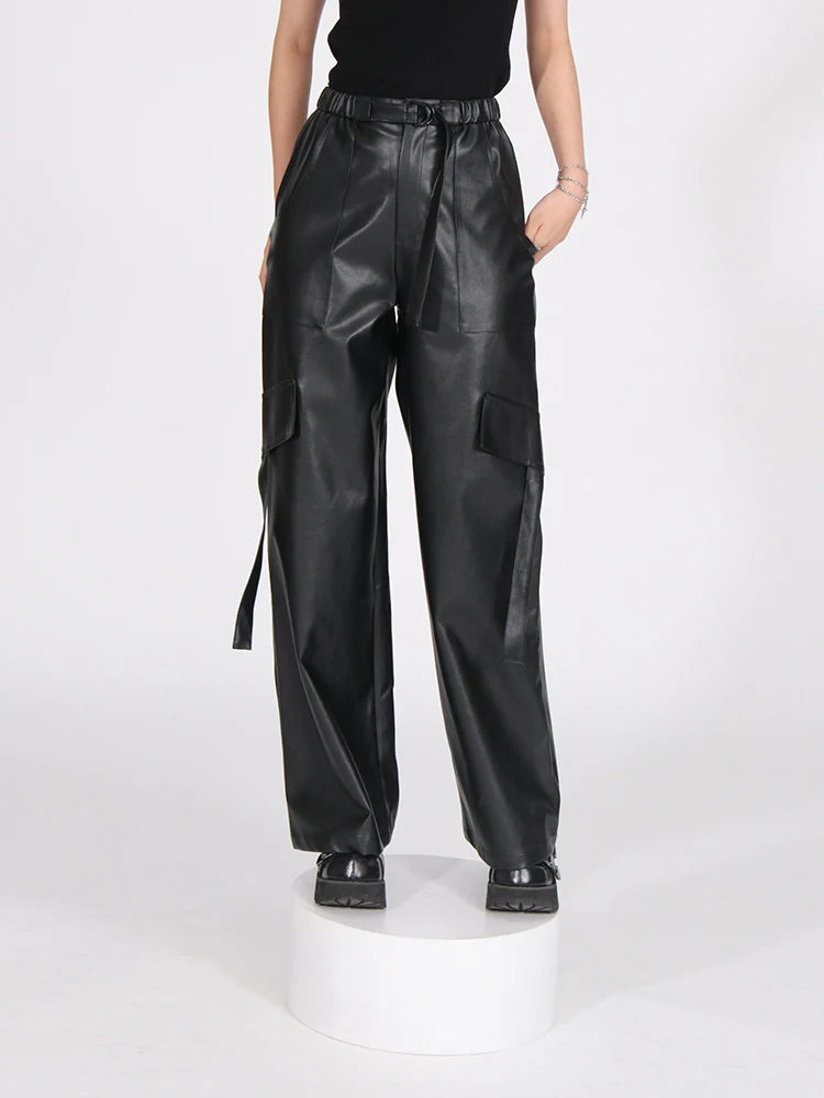 Faux Lether Loose Fit Pants