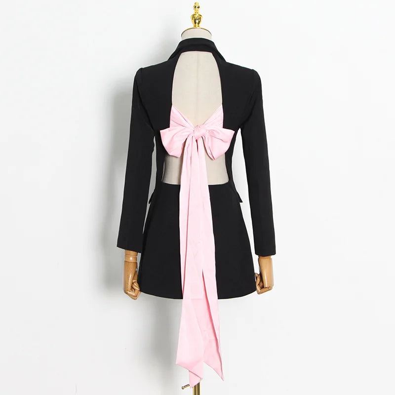 Blazer with Pink Satin Bow Sash