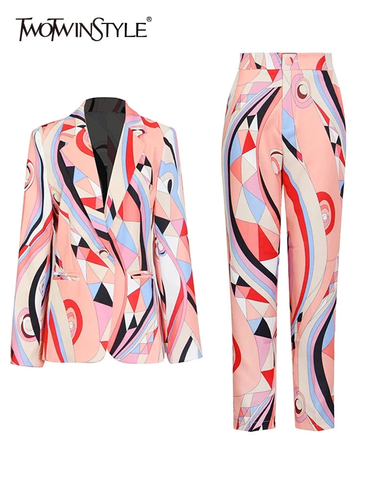 Mulit-Color Print Pant Set