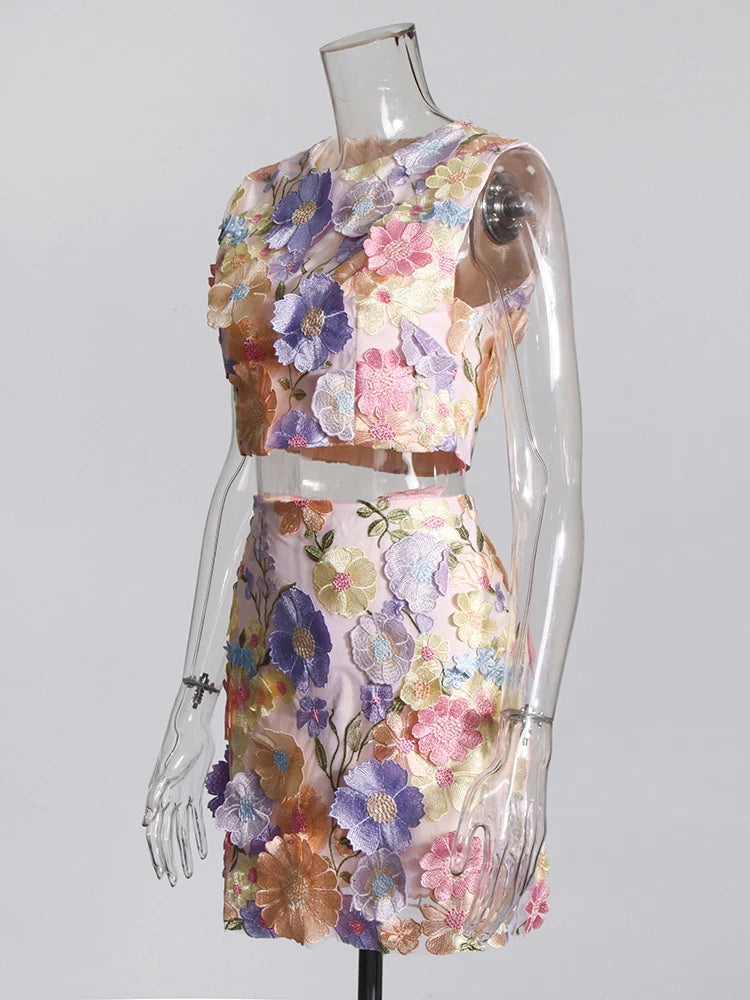 Spring Time in Bloom Two Piece Skirt Set