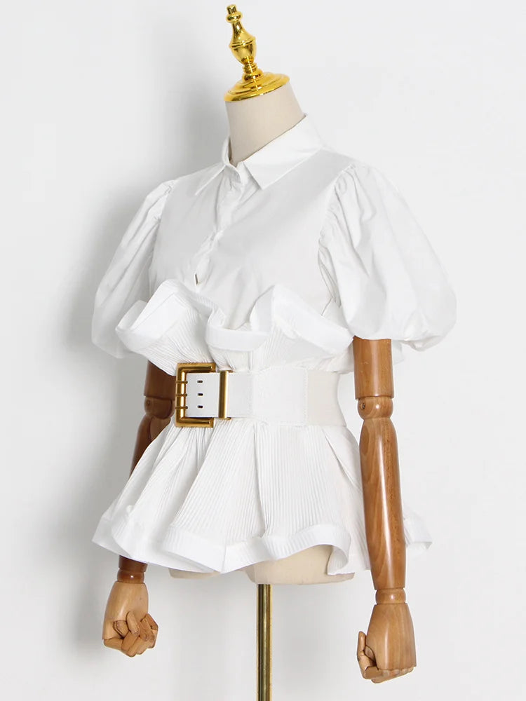 Vionette Lapel Puff Sleeve Shirt