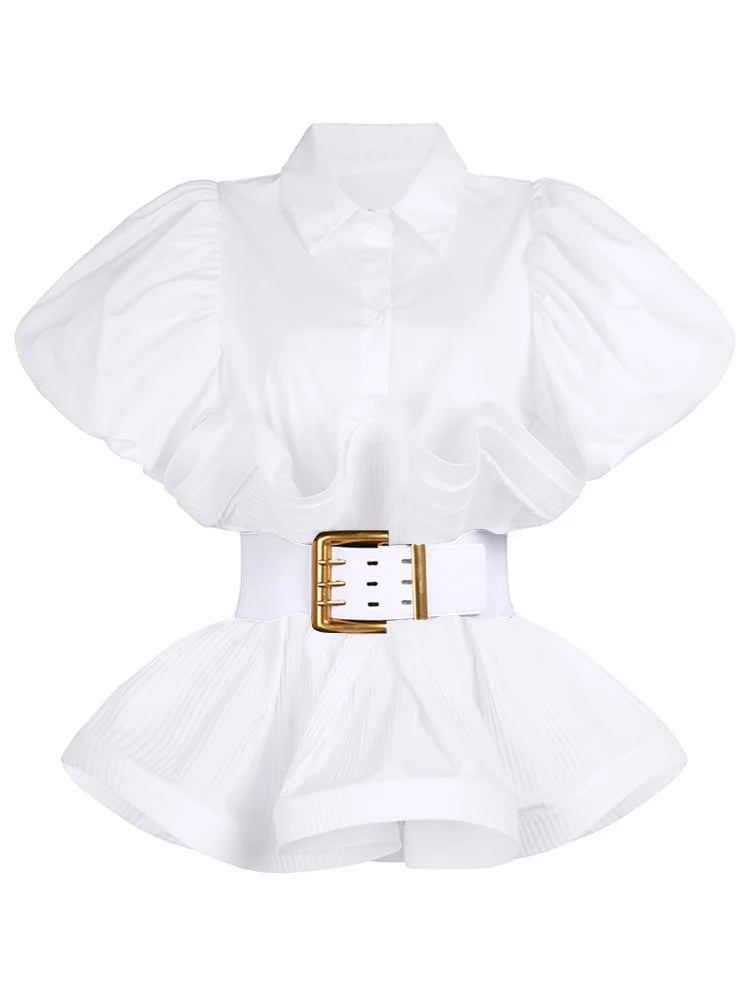 Vionette Lapel Puff Sleeve Shirt