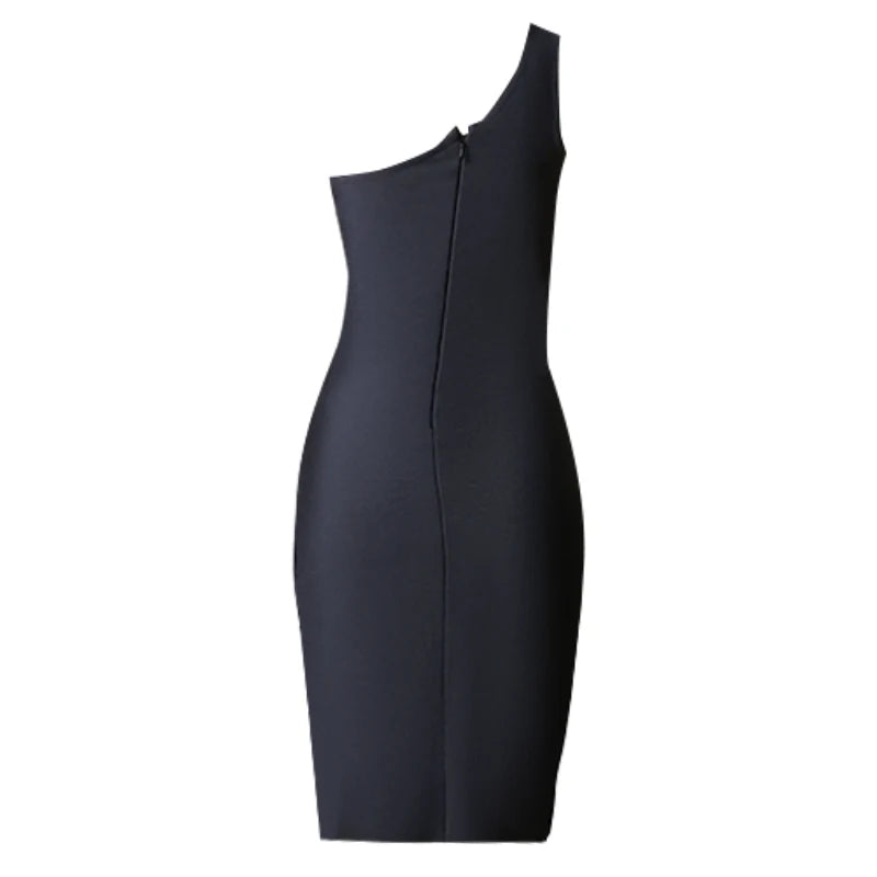 One Shoulder Crystal Diamonds Mini BDress