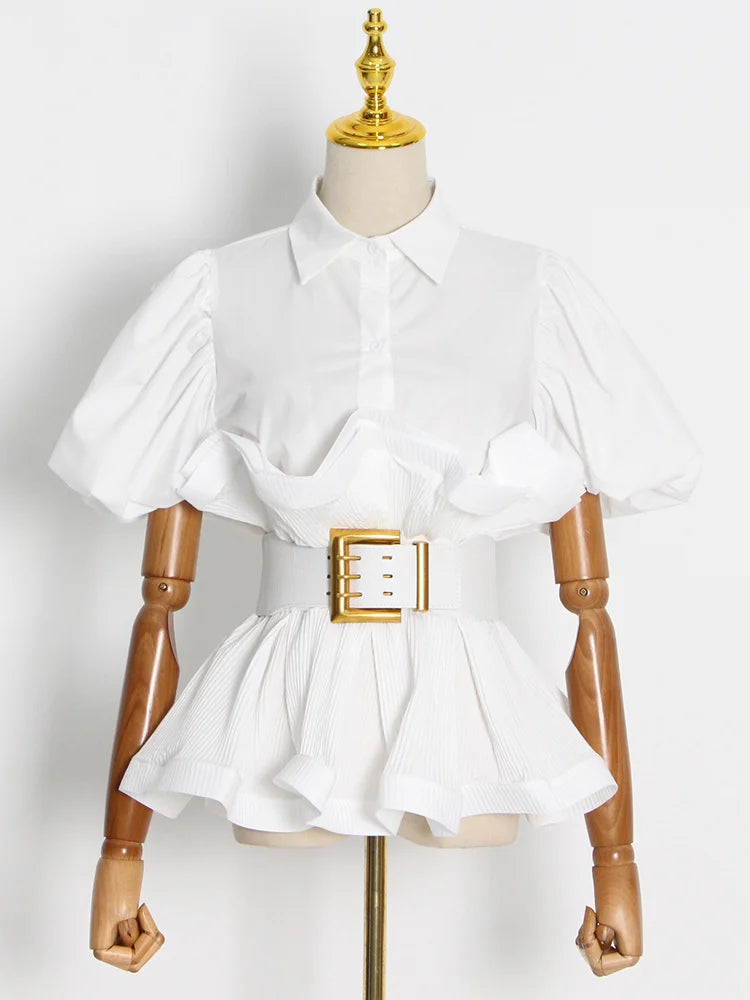 Vionette Lapel Puff Sleeve Shirt