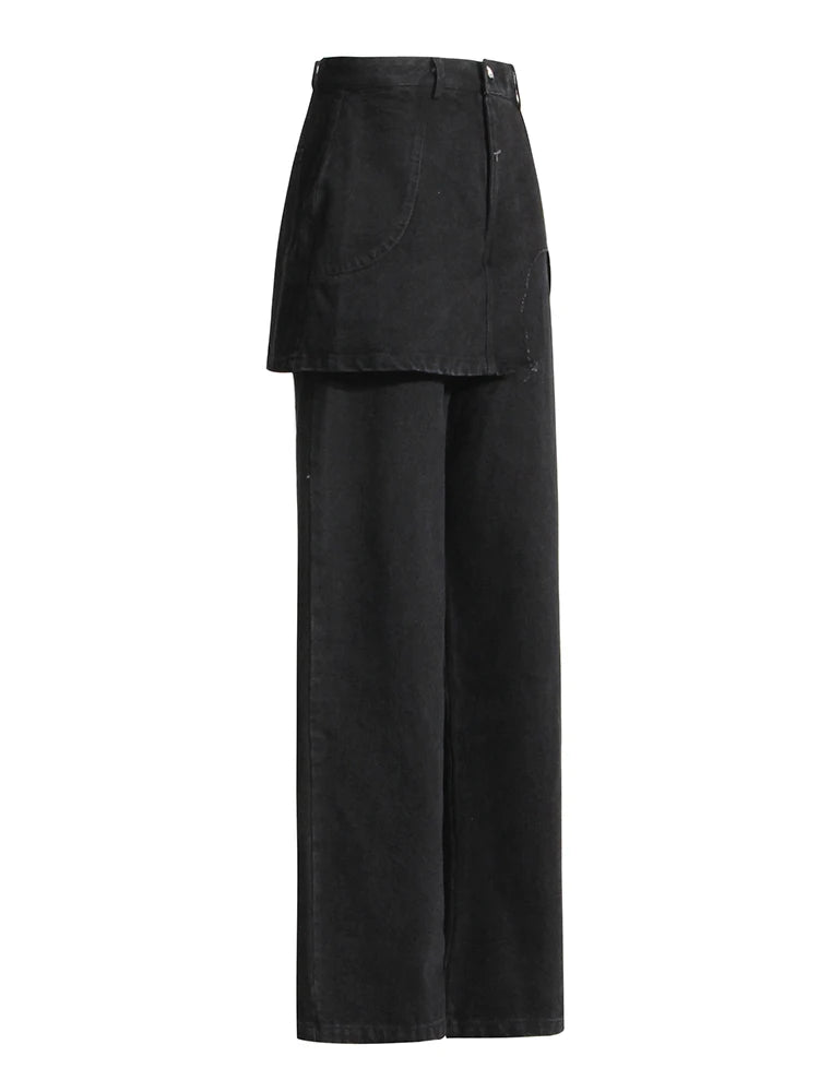 Skirt and Jean Combo Pants