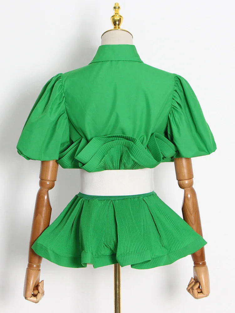 Vionette Lapel Puff Sleeve Shirt