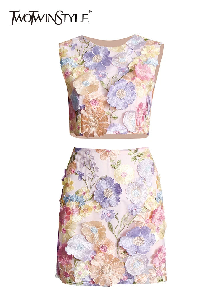 Spring Time in Bloom Two Piece Skirt Set