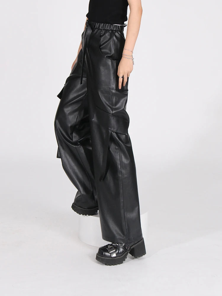 Faux Lether Loose Fit Pants
