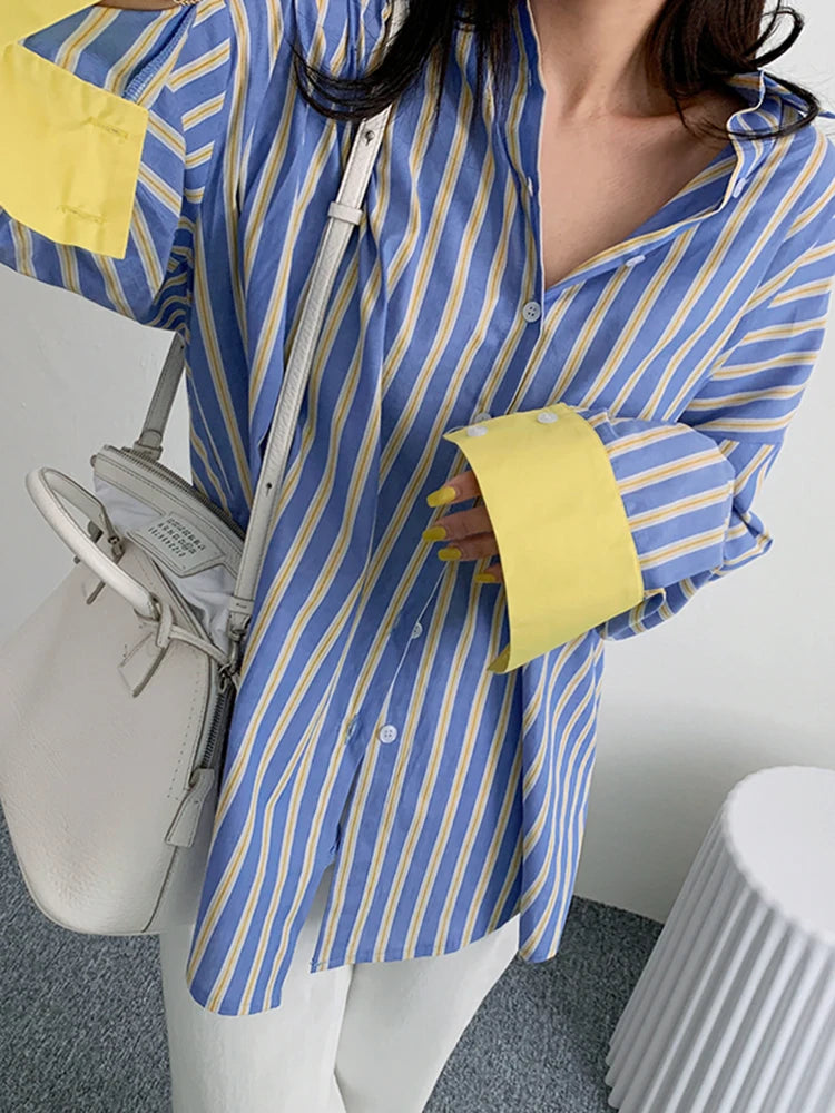Mardi Lapel Long Sleeve Blouse Female