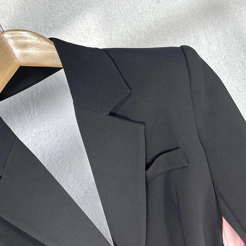 Blazer with Pink Satin Bow Sash