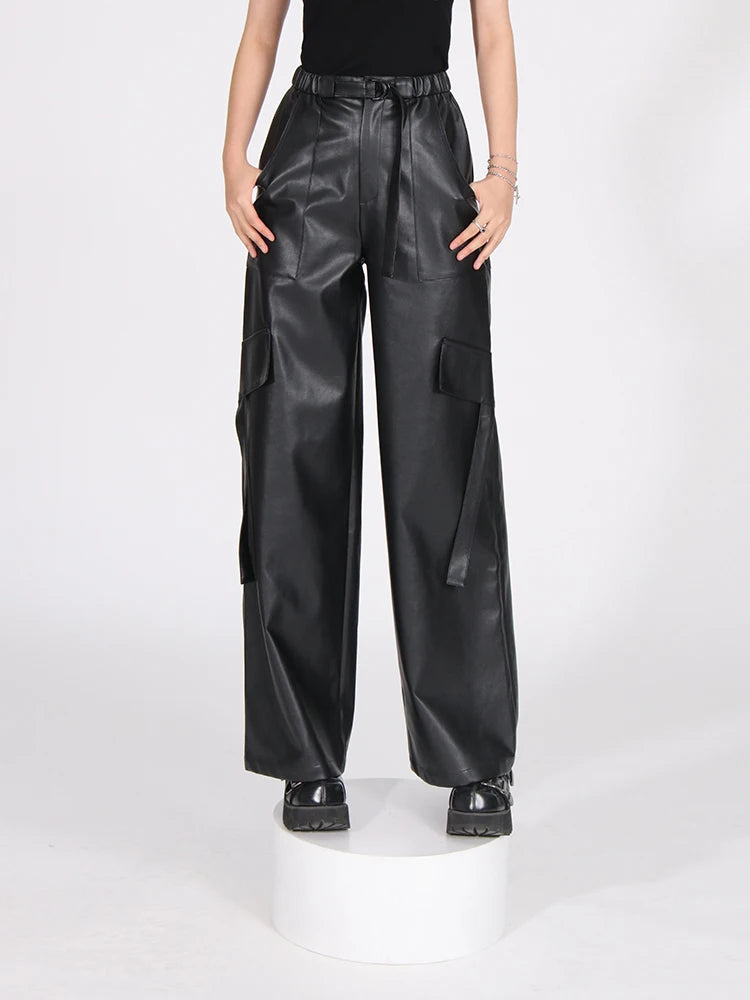 Faux Lether Loose Fit Pants