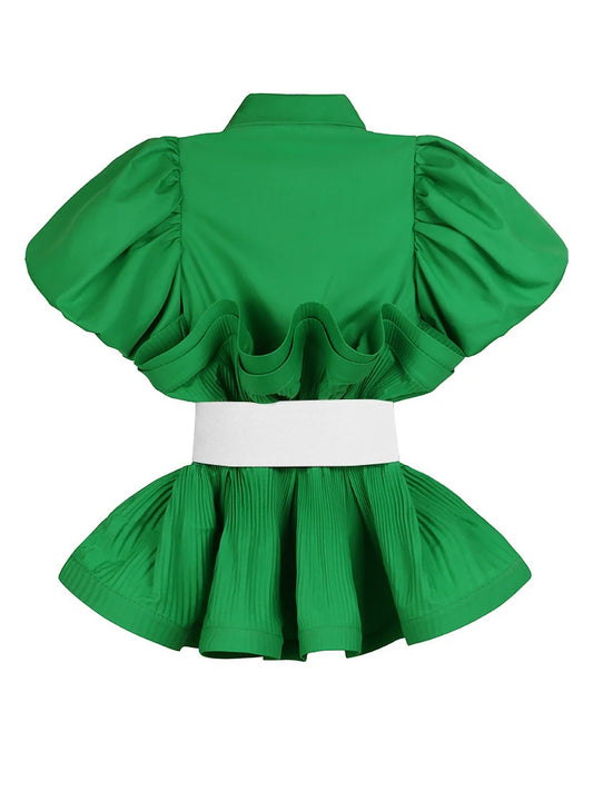 Vionette Lapel Puff Sleeve Shirt