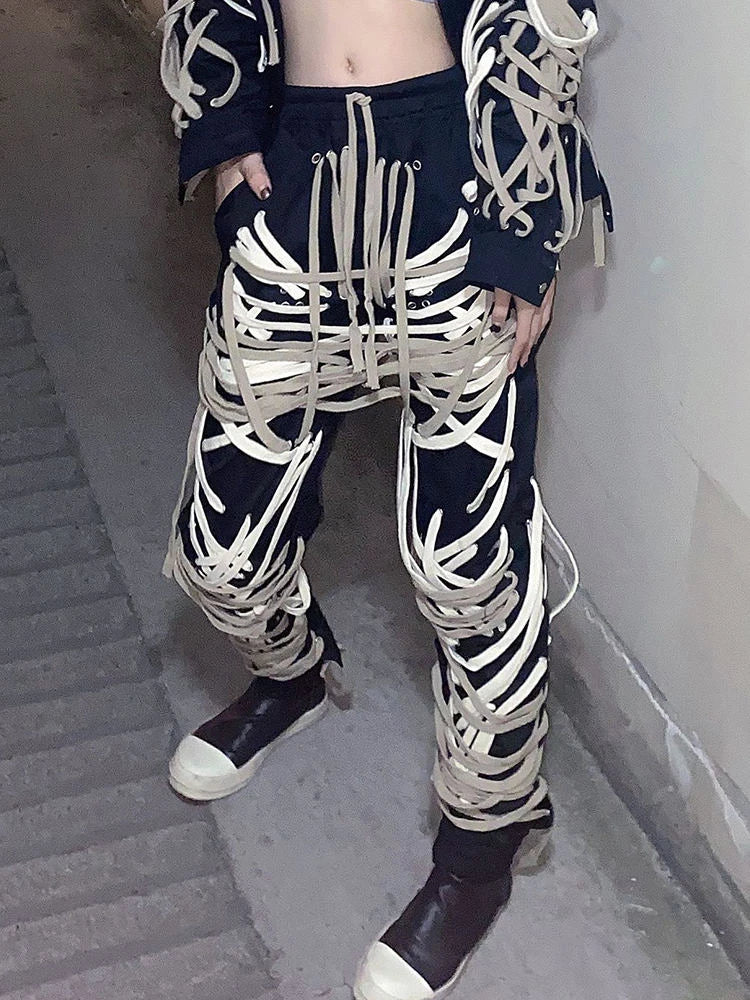 Patchwork Drawstring Pants