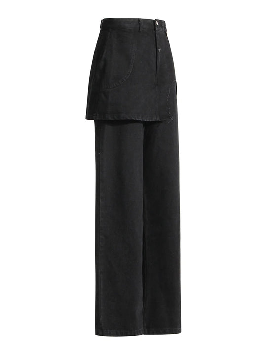 Skirt and Jean Combo Pants