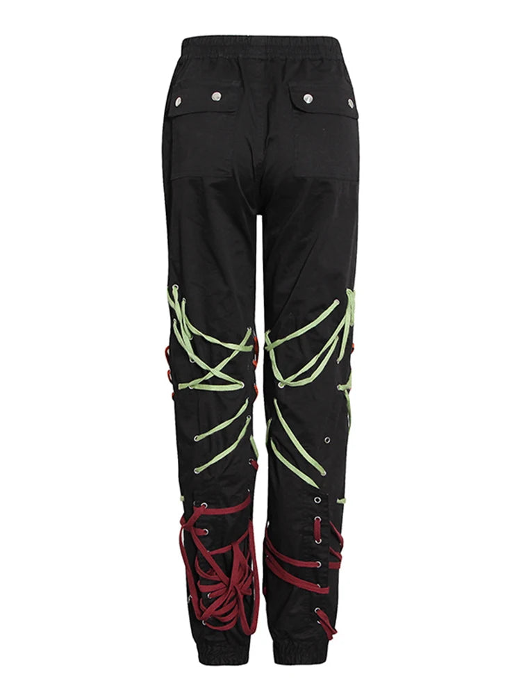 Patchwork Drawstring Pants