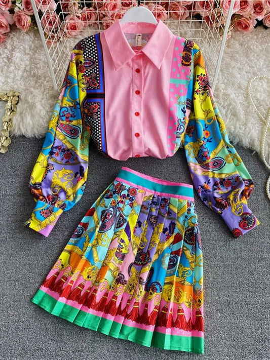 Nolita Floral Pleated Skirt Set