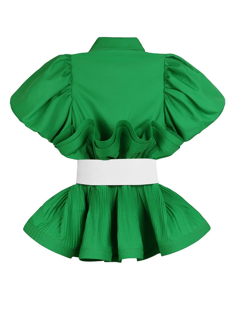 Vionette Lapel Puff Sleeve Shirt